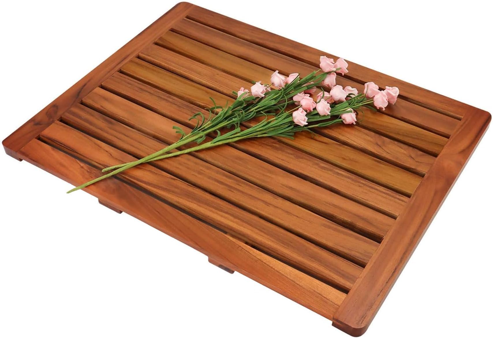 Utoplike Teak Bath Mat, Bathroom Shower Mat, Mon Slip Wooden Floor Mat, Large Size for Spa Home outdoor