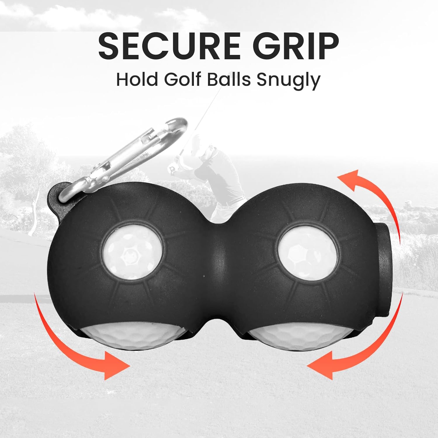 Golf Ball Holder Silicone and Tees Holder Leather Value 2 Pack Set with 7 USA Flag Tee 3 1/4 Inch, Attachable to Golf Carry Bag Belt Gifts Accessories