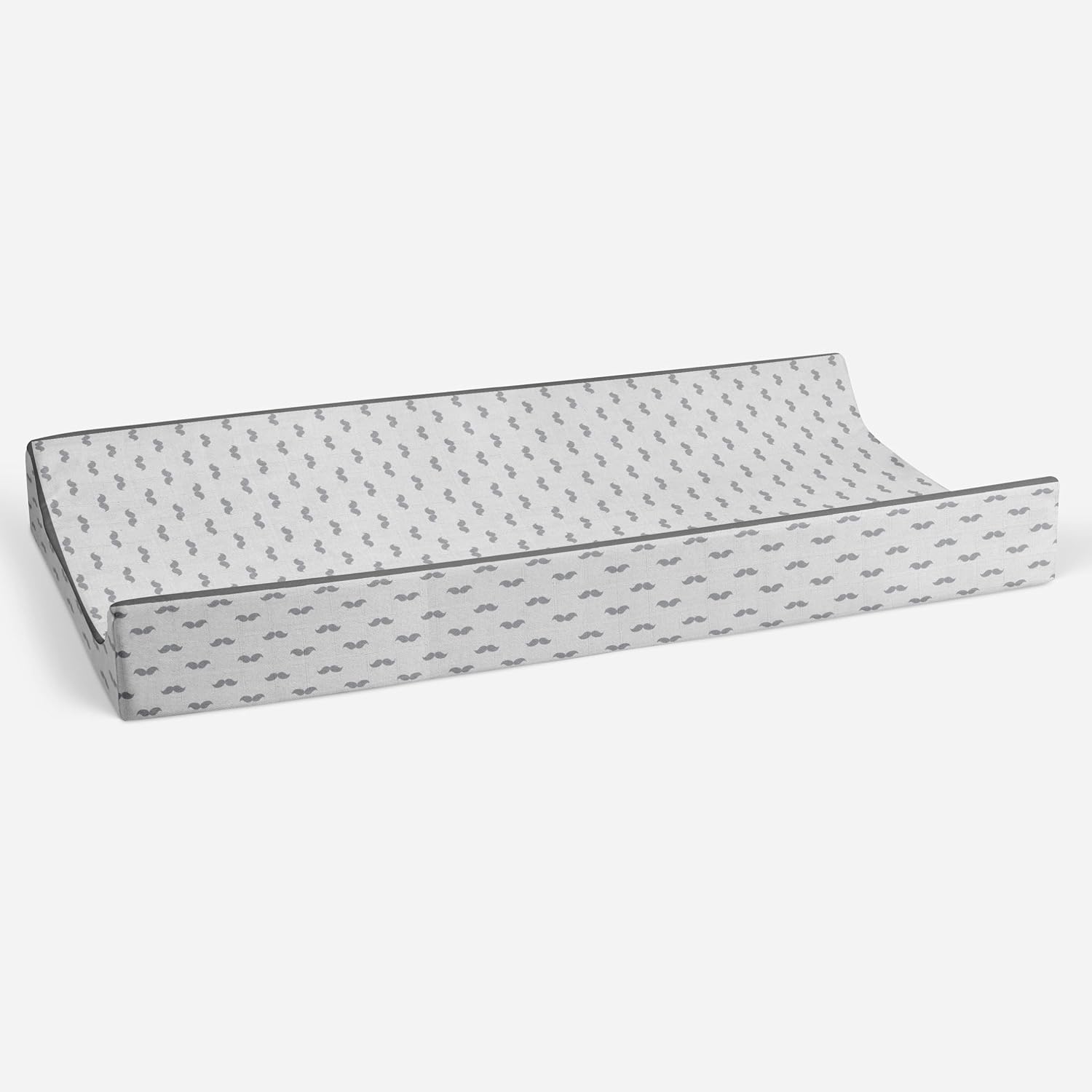 Bacati - Love Muslin Quilted Changing Pad Cover (Mustache, Grey)