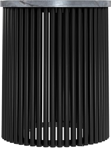 Miniatura 26 de SIMPLIHOME Demy - Mesa auxiliar redonda de metal sólido de 18 pulgadas de ancho con parte superior de mármol genuino blanco y base de metal negro,