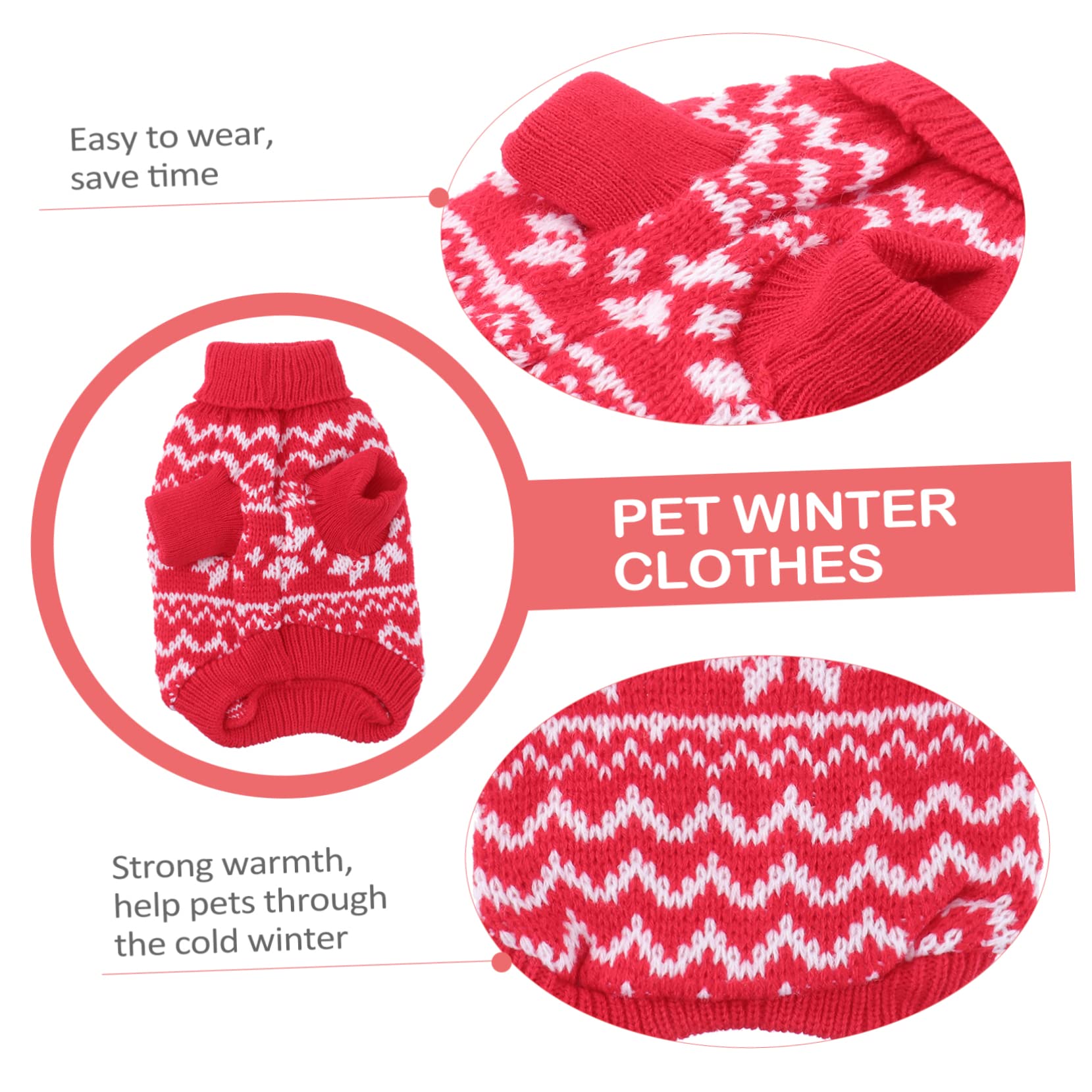 FRCOLOR 2pezzi Maglione per Cani con Motivo Fiocco di Cappotto Invernale per Animali Domestici Abbigliamento Natalizio per Feste Rosso Facile da Indossare e Lavare Materiale Elastico e