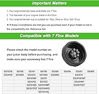 Vista 4 de Cuchilla de repuesto SS101 para accesorios de licuadora Ninja, cuchilla de licuadora de 7 aletas compatible con Nutri Ninja Foodi Power Blender