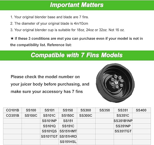 Miniatura 4 de Cuchilla de repuesto SS101 para accesorios de licuadora Ninja, cuchilla de licuadora de 7 aletas compatible con Nutri Ninja Foodi Power Blender