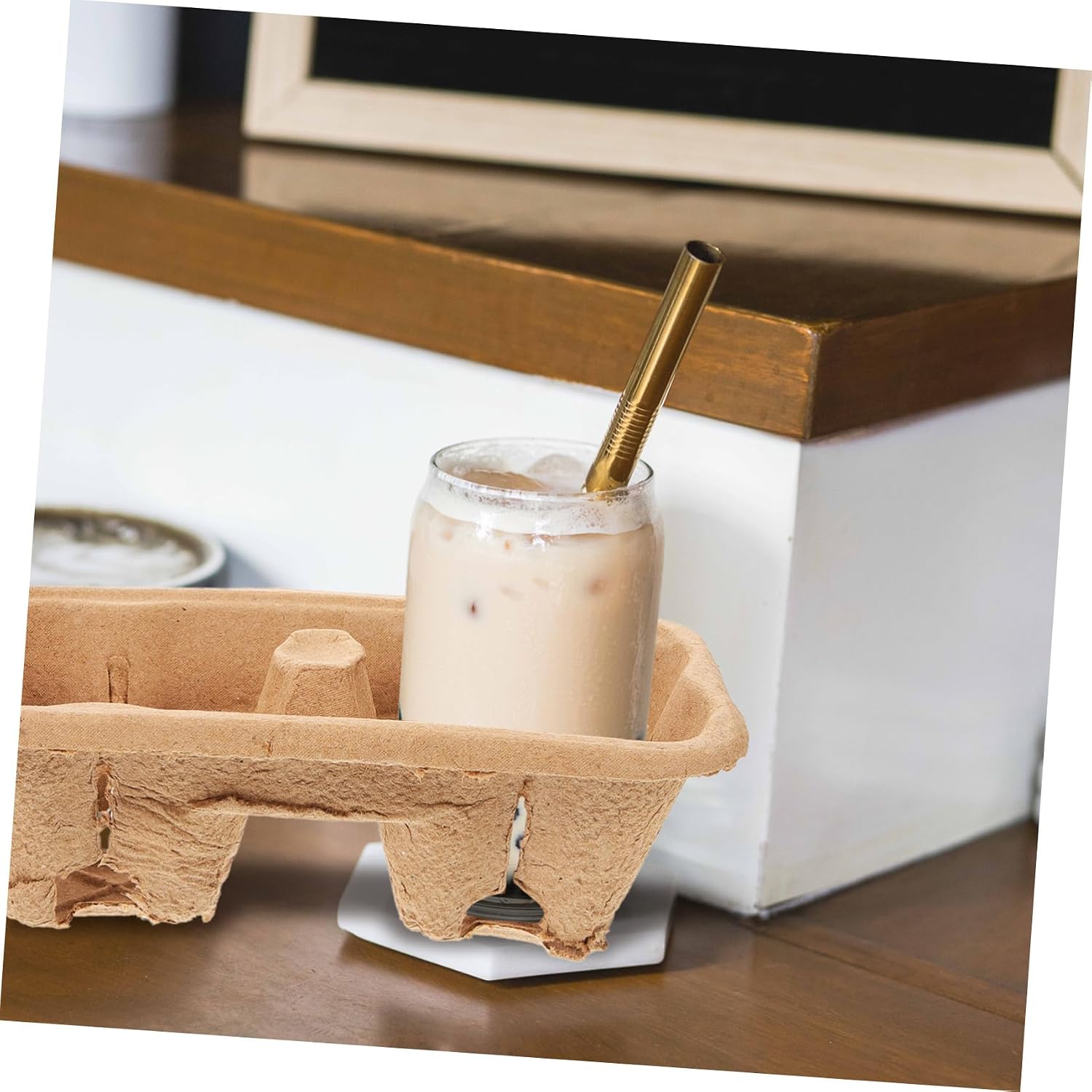 COLLBATH 50pcs Beverage Takeout Holder Paper Cup Tray for Travel Coffee Cup Cafe Drink Holder