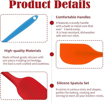 5 Pieces Silicone Spatula Spoons Set Non-Stick Kitchen Utensils