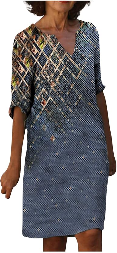 Amazon.com: Vestidos africanos para mujer, talla grande, formal, dashiki,  caftán, bohemio, lino, caftán, verano, media manga, floral, midi : Ropa,  Zapatos y Joyería