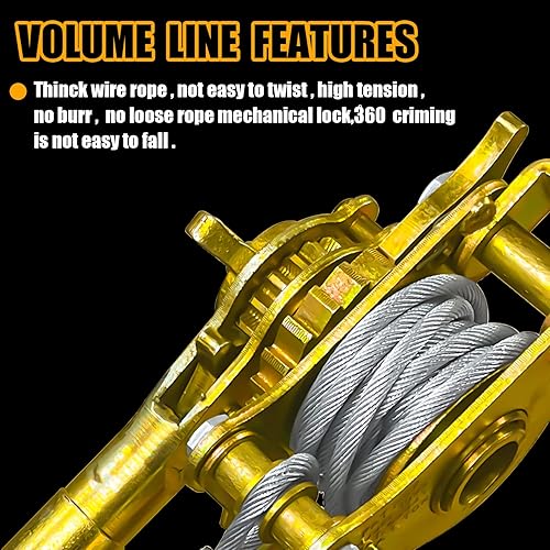 Miniatura 9 de FITHOIST Come Along - Extractor de cabrestante de cable de 2 toneladas, extractor de mano resistente de 4400 libras con 2 ganchos, extractor de