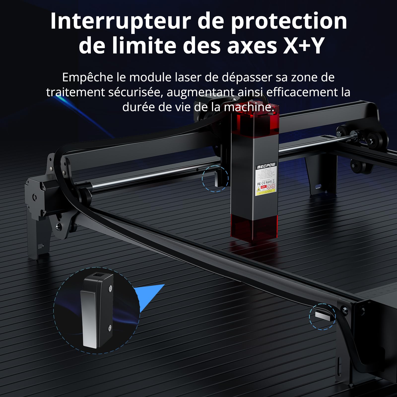 X3 Pro Graveur Laser avec Air Assist, 10W Machine à Graver Laser, CNC Cutter Laser Haute avec Arrêt d'Urgence, Détection de Flamme et de Gyro, AdaptéE Au Bois, MéTal, Verre Acrylique