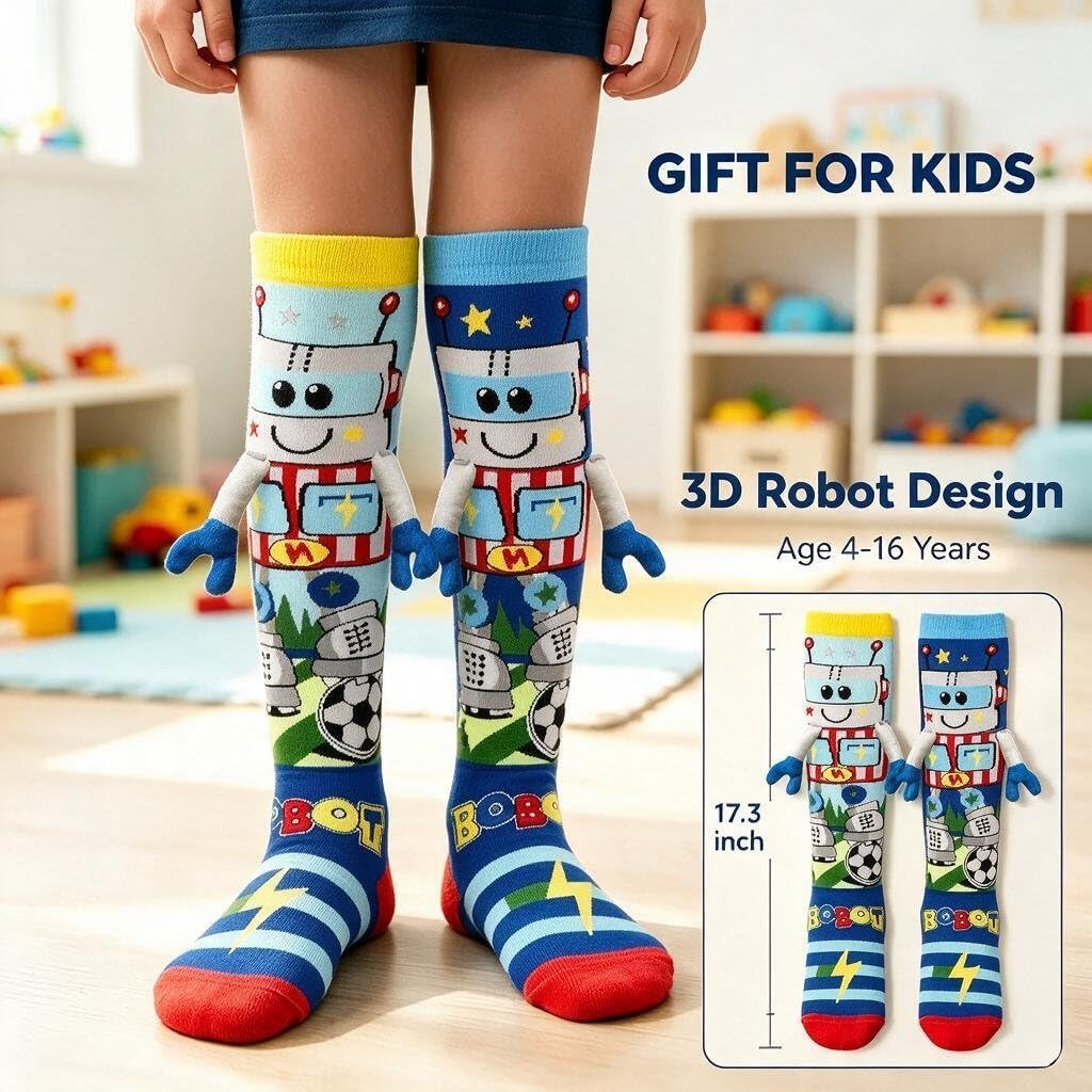 Crazy Socks for Kids Girls 3D Silly Wacky Fun Socks Knee High image 2