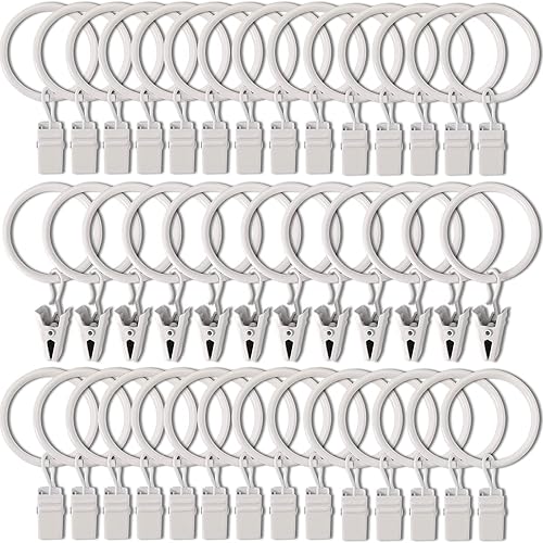 Miniatura 22 de Paquete de 44 anillos de cortina de metal con clips, clips para cortinas con anillos, anillos de cortina de 1 pulgada de diámetro interior, se