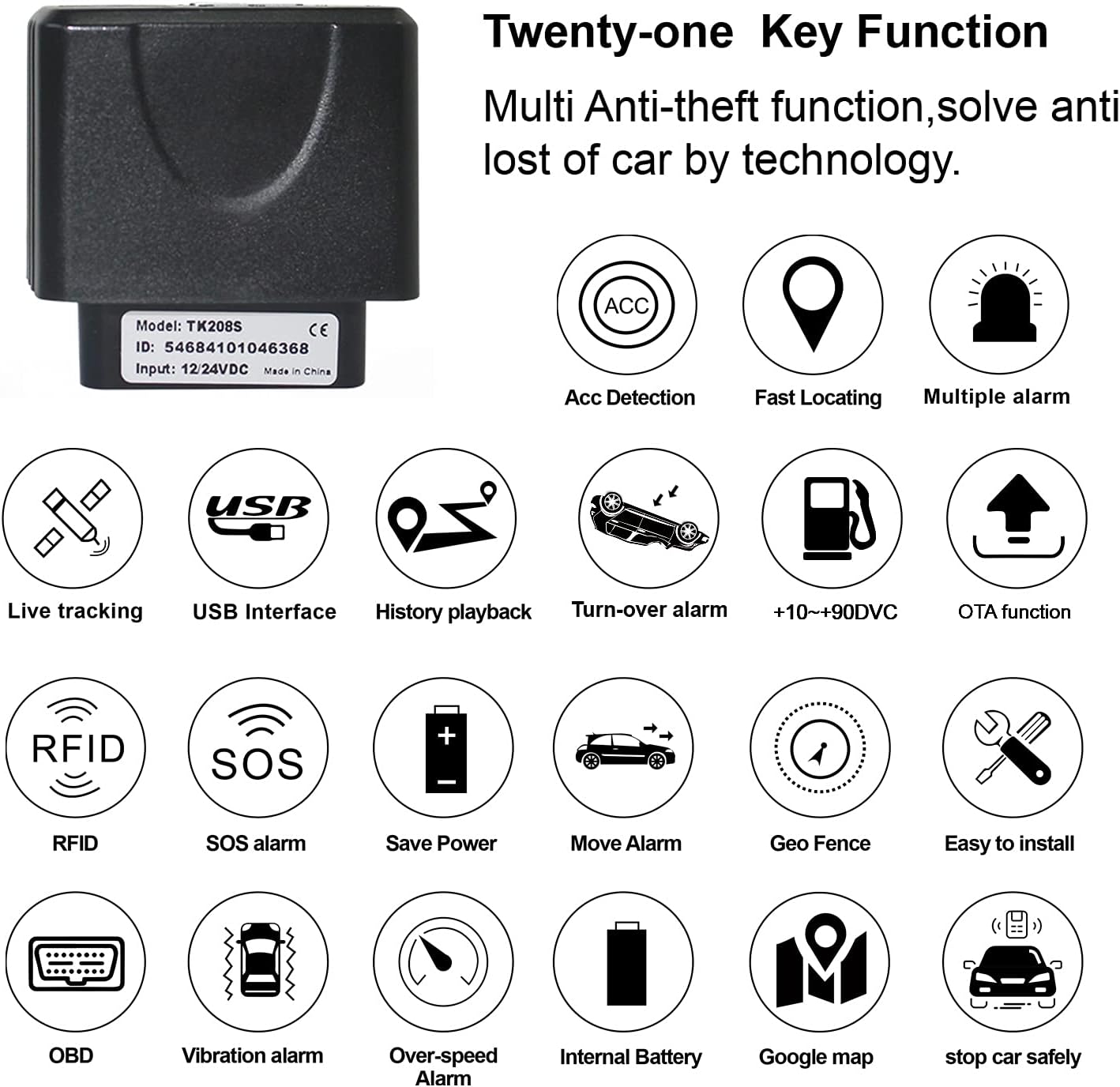 TOPTEN GPS Tracker, Updated TK208S Anti Theft GPS Tracker Devices for
