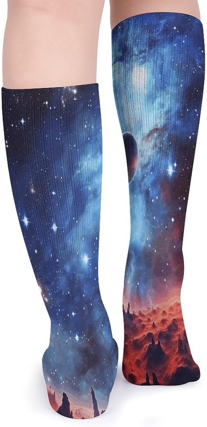 Galaxy Space Stocking - Cute Casual Long Athletic,Crew Sock for Men Women,Running Socks Soft Breathable for Gift
