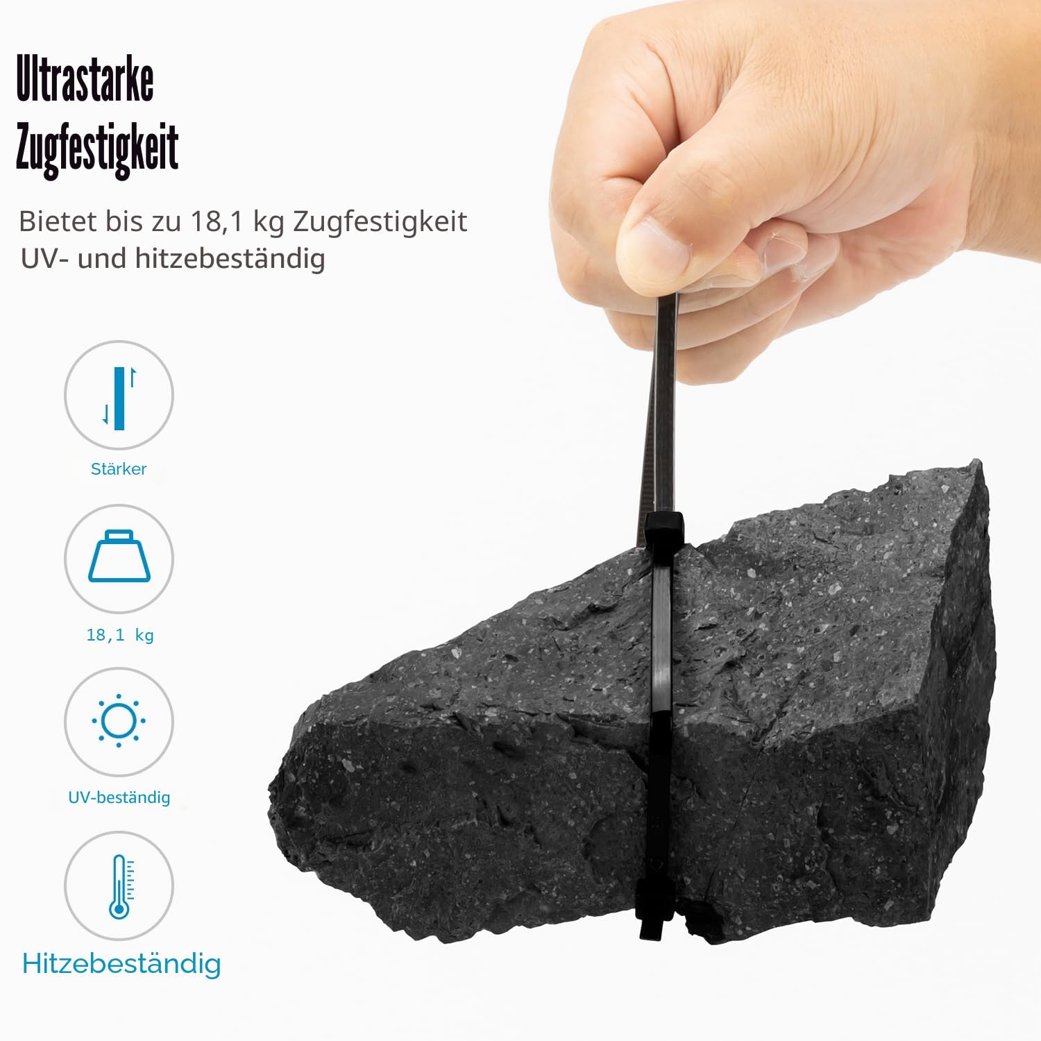 XINGO 1500 Stück Kabelbinder Schwarz Set, 100/150/200/300 mm(je 300 Stück), UV Beständig Nylon Verschiedene Größen Super Haltbar Selbsthemmend Kabelbinder für Zuhause, Büro, Garten und Werkstatt