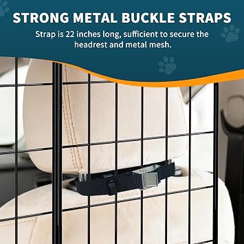 ERYTLLY Dog Car Barrier for SUVs, Vehicles, Dividers, Adjustable Heavy-Duty Wire Pet Gate, Foldable Car Pet Barrier with Mesh Bag, Car Accessories Safety Travel, for Cargo Area 36.6 to 64.5 Width