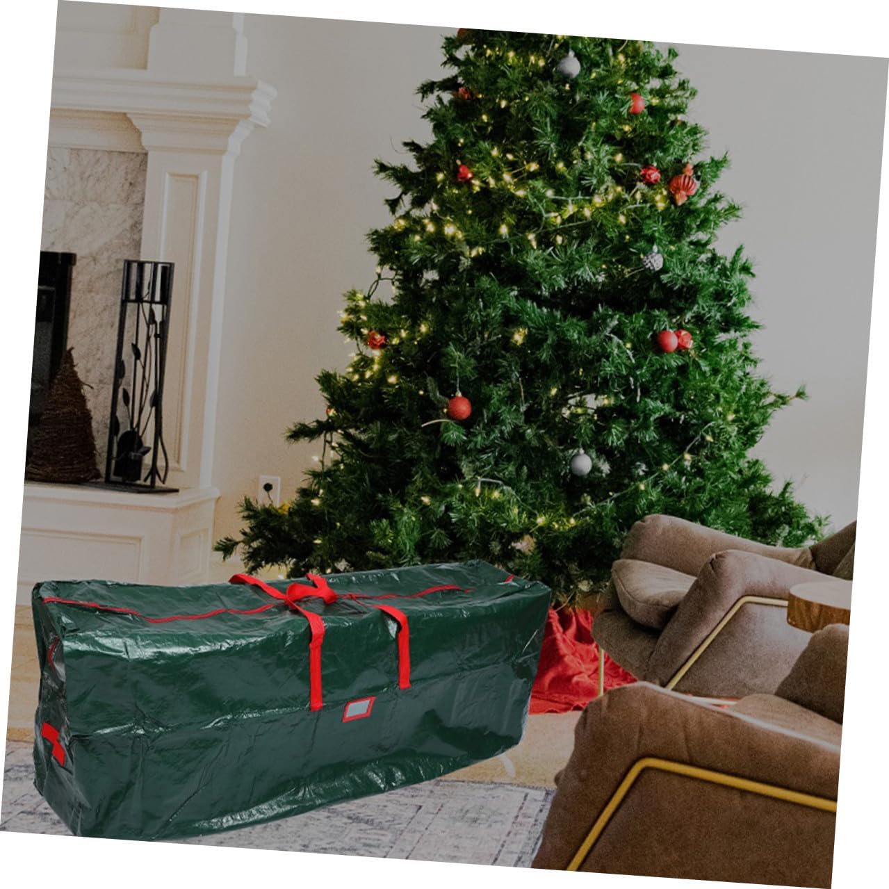 Christmas Tree Storage Bag Zippered Tree Organizer Waterproof Dustproof Green 165x38x76cm with Carry Handles for Outdoor Storage Pouch