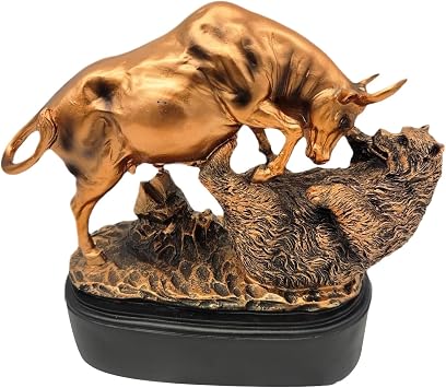 Bull and Bear Figurine - Financial Symbol Sculpture | Wall Street Stock Market Bull Statue | Resin Tabletop Decoration Multipurpose Man Office Workplace Enhancement | Financial Symbol Sculpture
