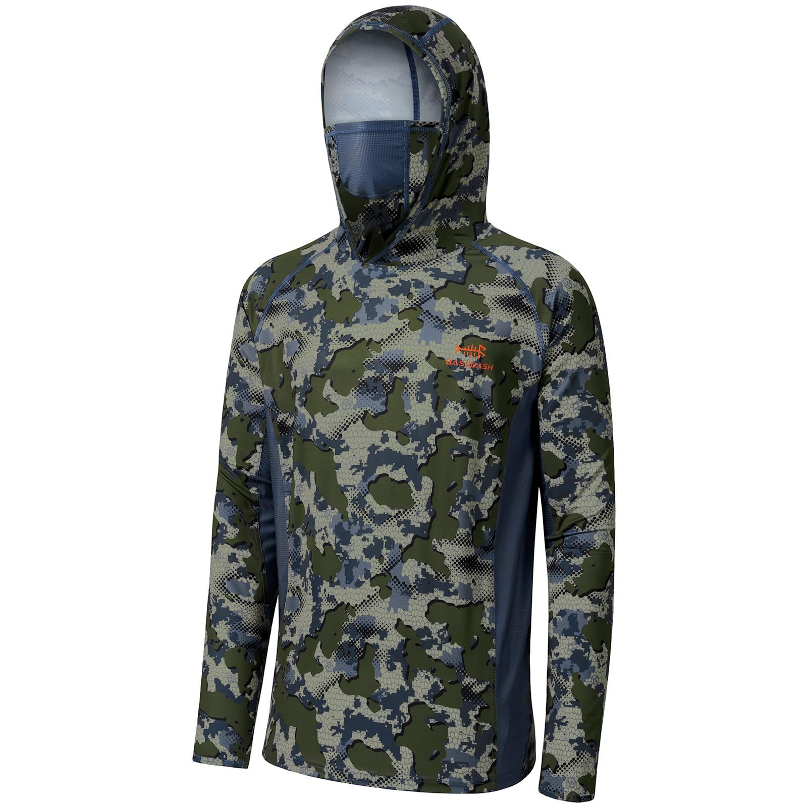 BASSDASH Camisas de caza UPF 50+ para hombre con máscara de manga larga con capucha de camuflaje