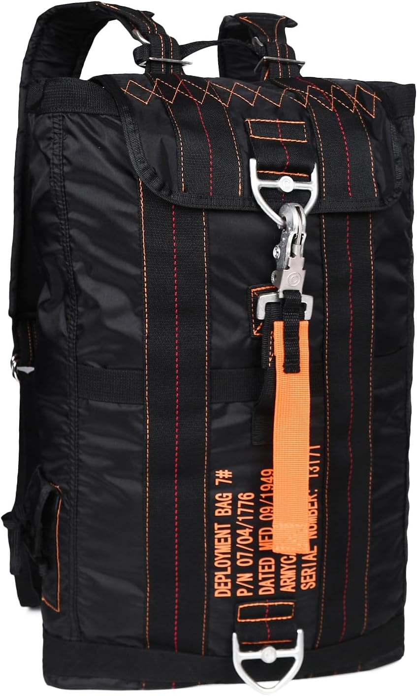 Miramrax Tactical Military Backpack Parachute Bag Flight Backpacks Day Pack Nylon Rucksacks for Men and Women for Travel Outdoor Hiking Camping Trekking Climbing College Black