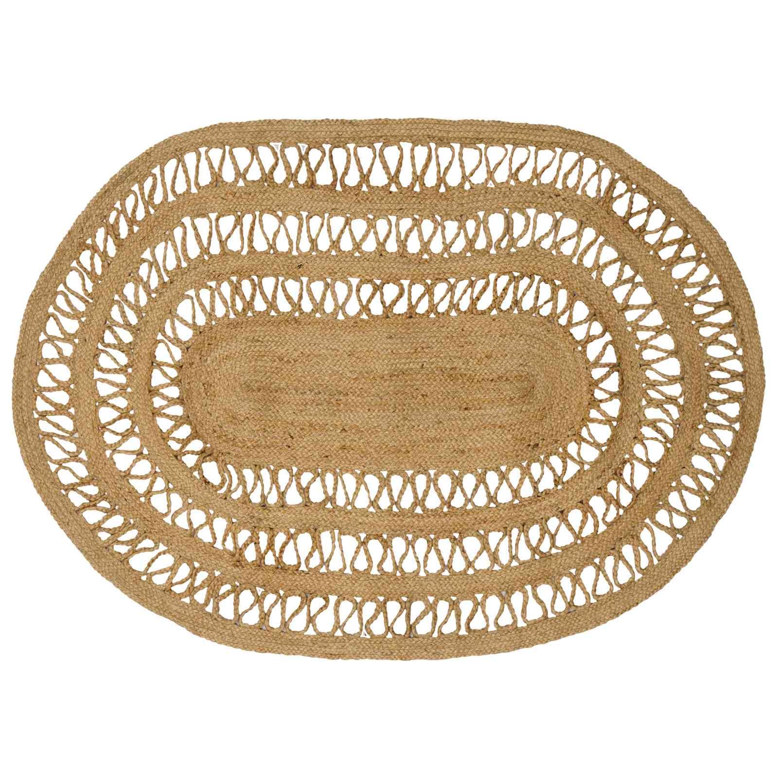Tappeto naturale in iuta, 100 x 152 cm, tappeto passatoia per letto, tessuto piatto, antiscivolo, facile da pulire, per soggiorno, camera da letto, cameretta dei bambini