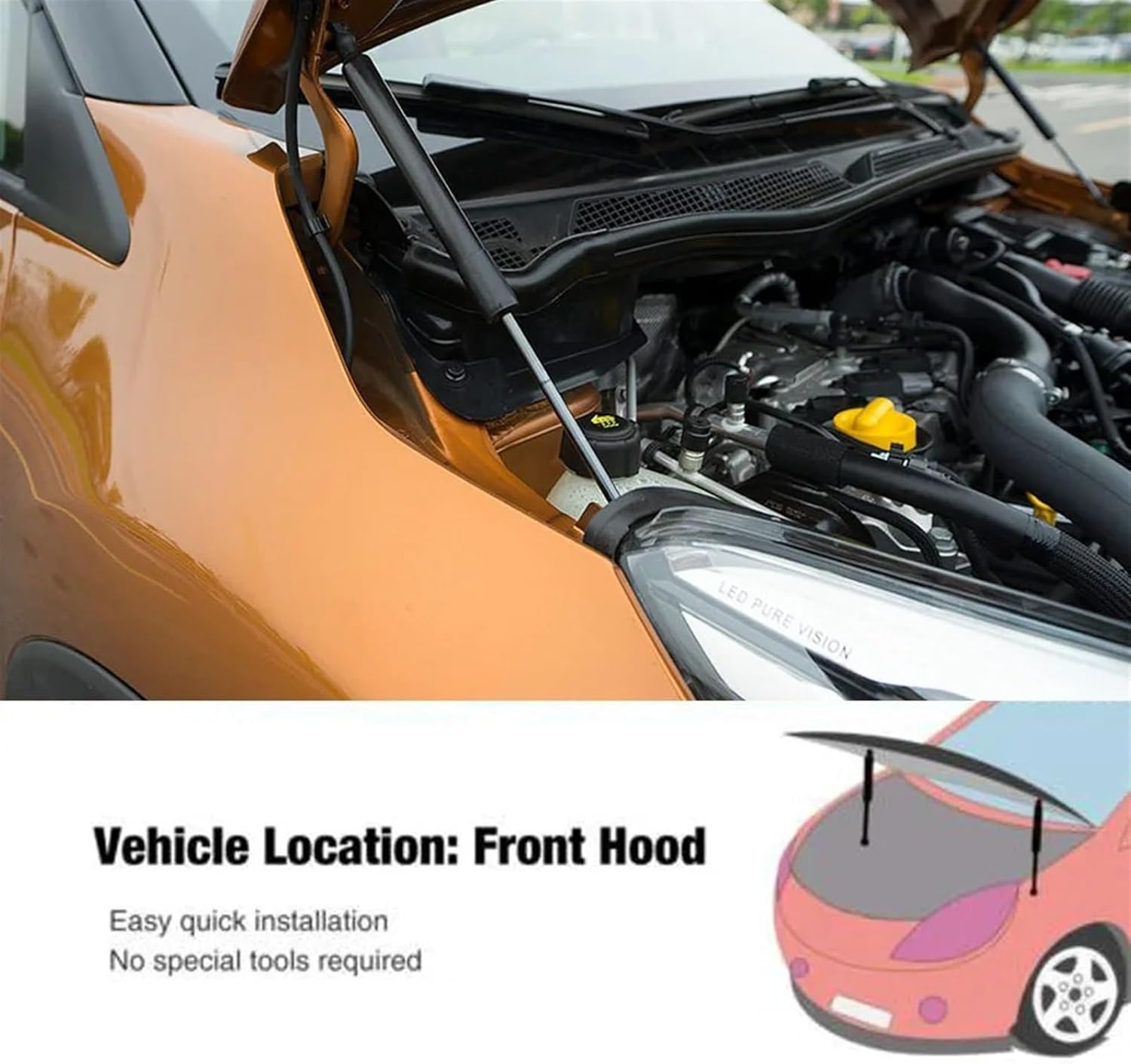 Front Hood Modify Gas Spring Carbon Fiber Lift Supports Struts Rod Shocks 1Pcs(Purple carbon fiber)