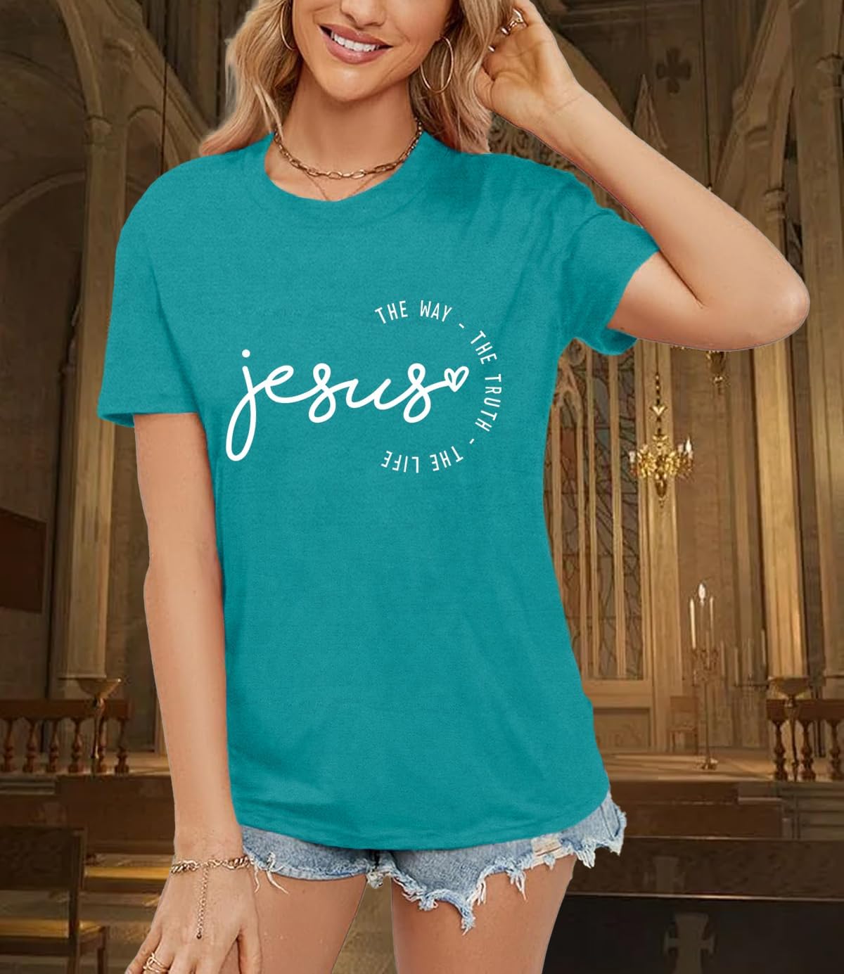 Christian Shirts for Women Jesus Shirt Inspirational Short Sleeve - Image 3