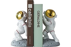 Space-Themed Kids' Room Bookends, Astronaut & Moon Bookends for Shelves