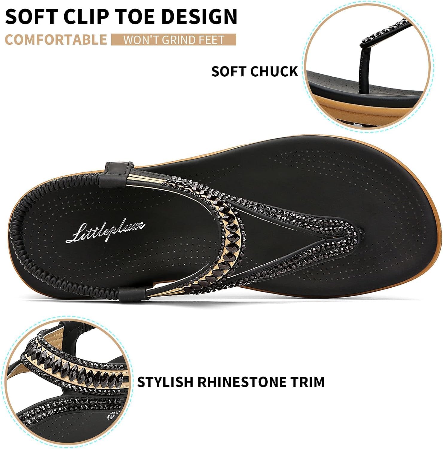 Littleplum Womens Sandals Comfort Arch Support Sandals Summer Walking Shoes Casual Ankle Elastic Flip Flops Shoes - Image 3