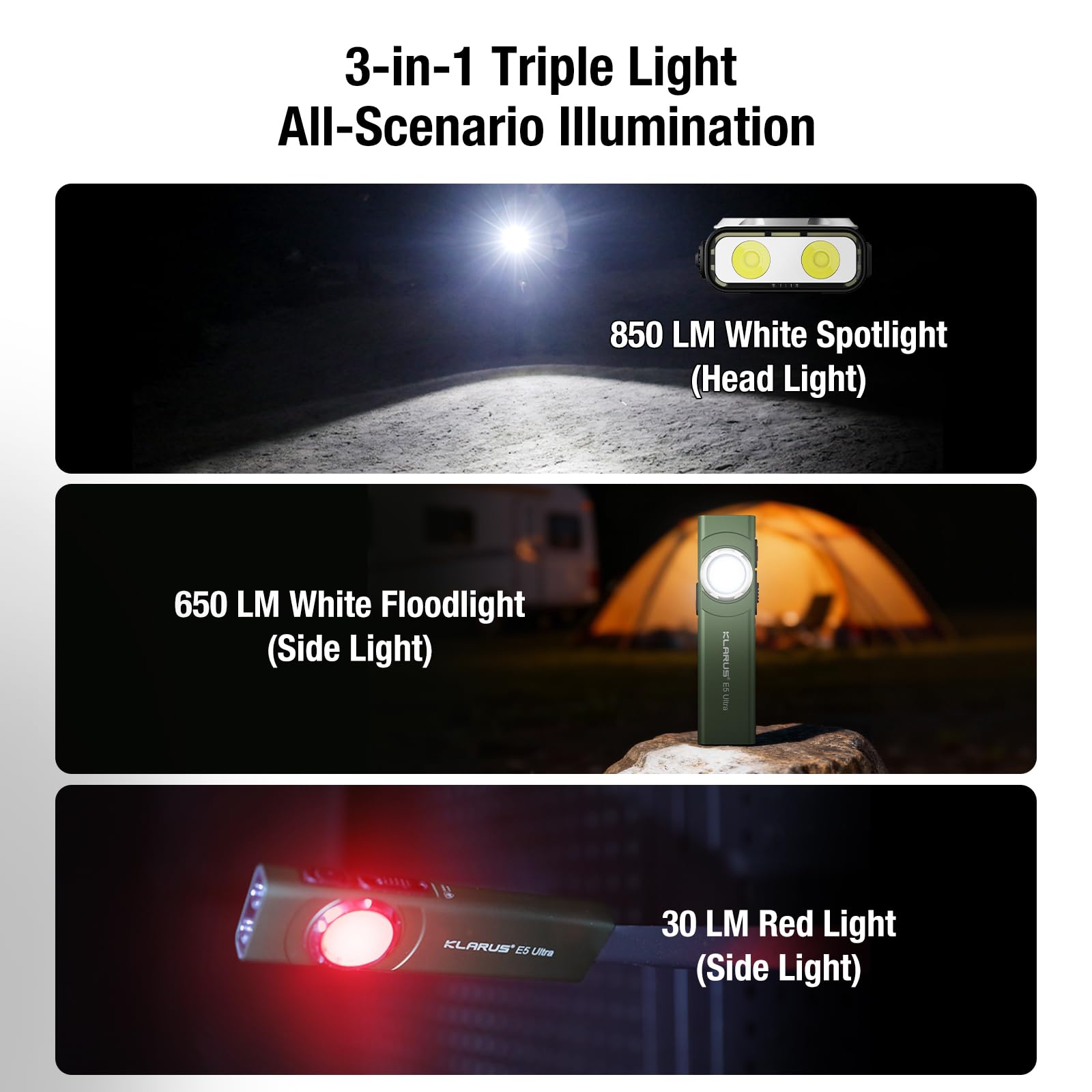 klarus E5 Ultra Pocket Flashlight: 850 Lumens EDC Flash Light