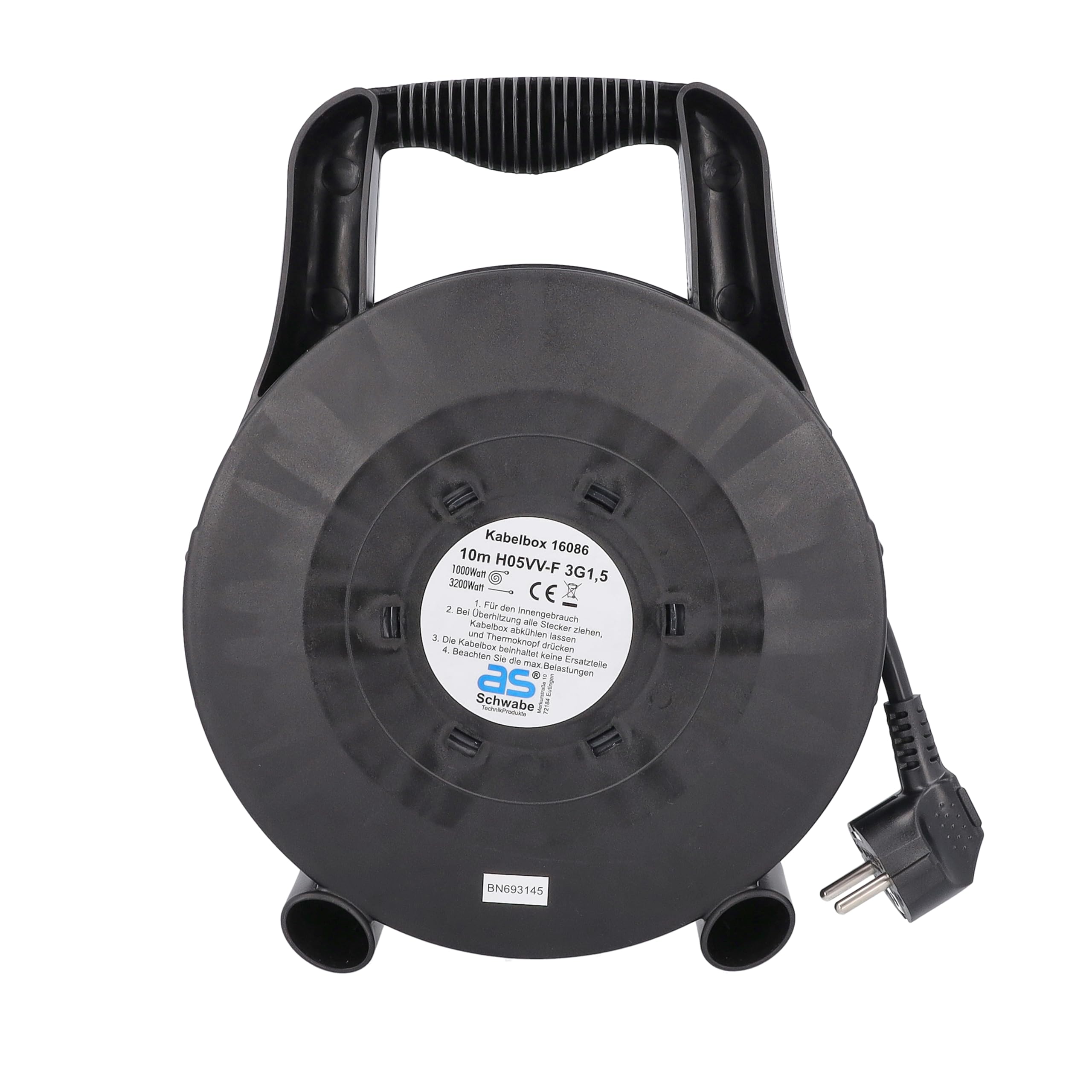 as - Schwabe Kabelbox TBS Enrouleur de câble électrique H05VV-F 3G1,5 pour usage en intérieur