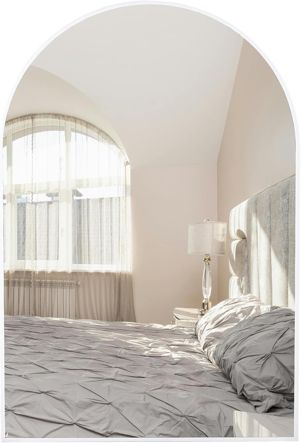 White Arched Wall Mirror, Arch Bathroom Mirror 20 x 30 Inches Wall Mounted Mirror for Bathroom, Bedroom, Entryway(20x30 inch, White) 20x30 inch White