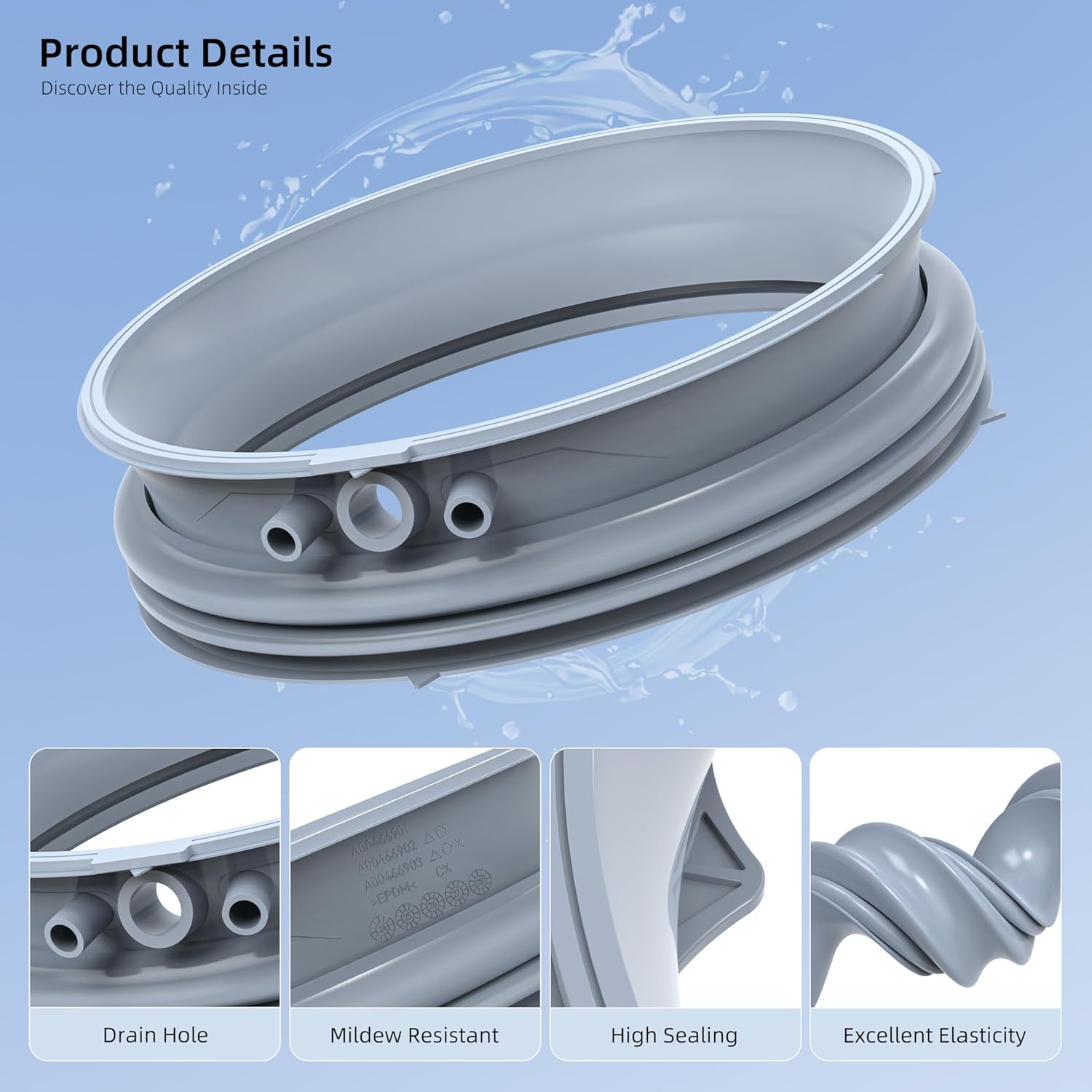 5304505004 Washer Door Seal Replacement Compatible with Frigidaire Electrolux Washing Machine Door Bellow Gasket, Replace Parts 5304516744 5304505239, for Front Load Washing Machine Door Boot Gasket