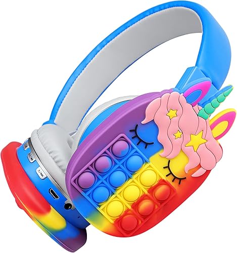 WESADN Auriculares Bluetooth inalámbricos para niñas, mujeres y hombres, con burbujas para ansiedad, lindos auriculares inalámbricos para juegos