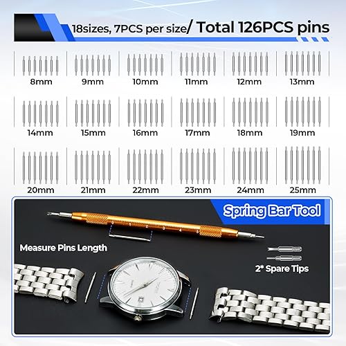 Miniatura 5 de Ohuhu - Kit de reparación de reloj, 192 piezas mejoradas de alta resistencia para extracción de eslabones de reloj, kit de herramientas de repuesto