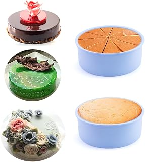 Silicone Baking Mould Round 15 cm 2 Pieces Silicone Mold Cake Mould Silicone Baking Mould Baking Cups for Hot Air Fryers Silicone Baking Mould for Layercake, Cheesecake Cake and Bread