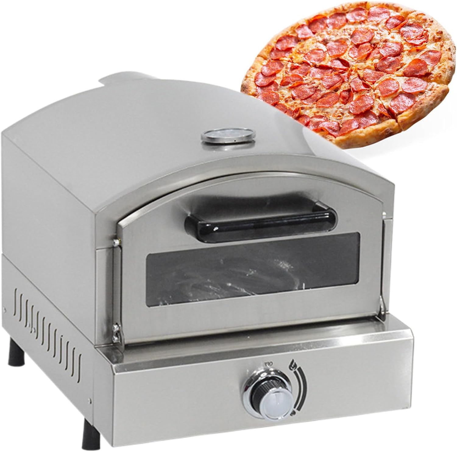 Stainless Steel Outdoor Pizza Oven with Pizza Stone, Gas Fired-Pizza Ovens, Cooking Pizza Steak Fish Chicken and More, for Outdoor Garden Outside Party