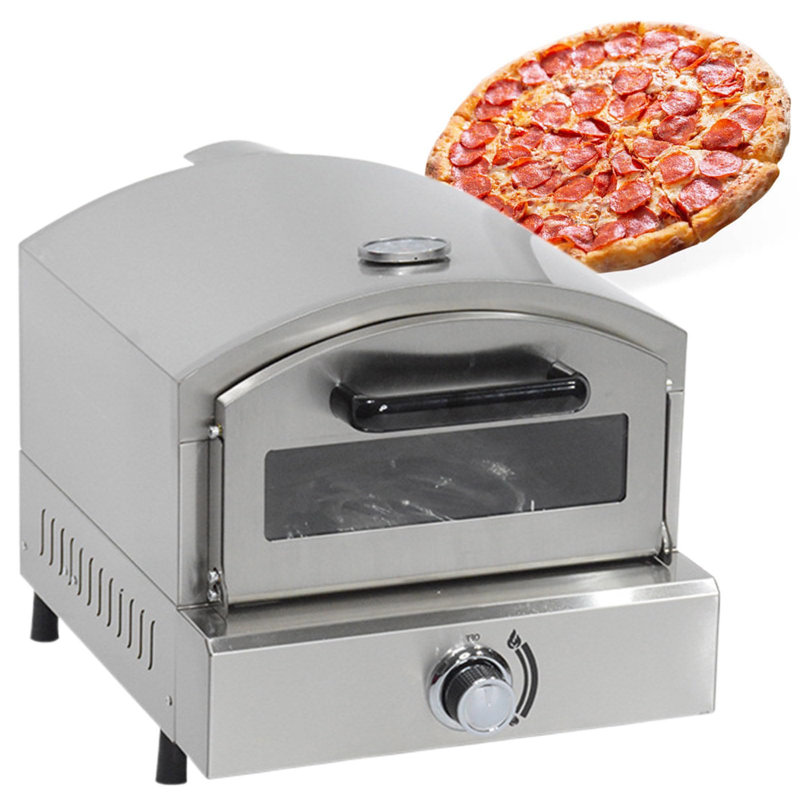 Horno de Pizza de Acero Inoxidable para Exteriores con Piedra para Pizza, Horno de Pizza a Gas, para Cocinar Pizza, Filetes, Pescado, Pollo y más, para Fiestas al Aire Libre en el Jardín.
