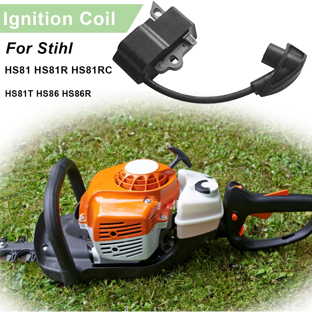 ZAMDOE Zündspulenmodul für Stihl HS81 HS81R HS81RC HS81T HS86 HS86R Heckenschere Freischneider Ersatzteile 4237 400 1302 4237-400-1302, mit Zündkerze