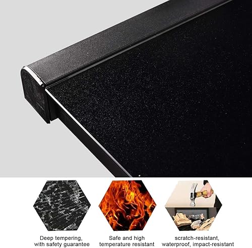 Miniatura 12 de NA - Escritorio de vidrio para computadora con marco de metal, escritorio de oficina en casa, mesa de computadora, moderna, simple, para estudio,