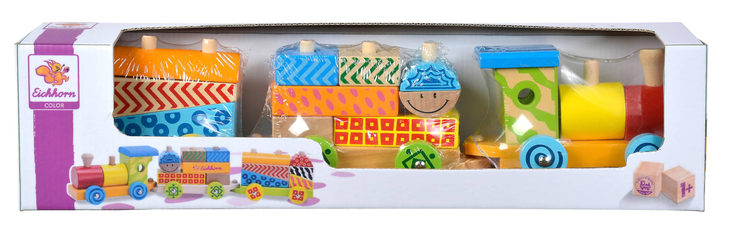 Simba Eichhorn 100002223 - Set Treno in Legno 20 Pezzi, incl. 17 mattoncini, 41 cm
