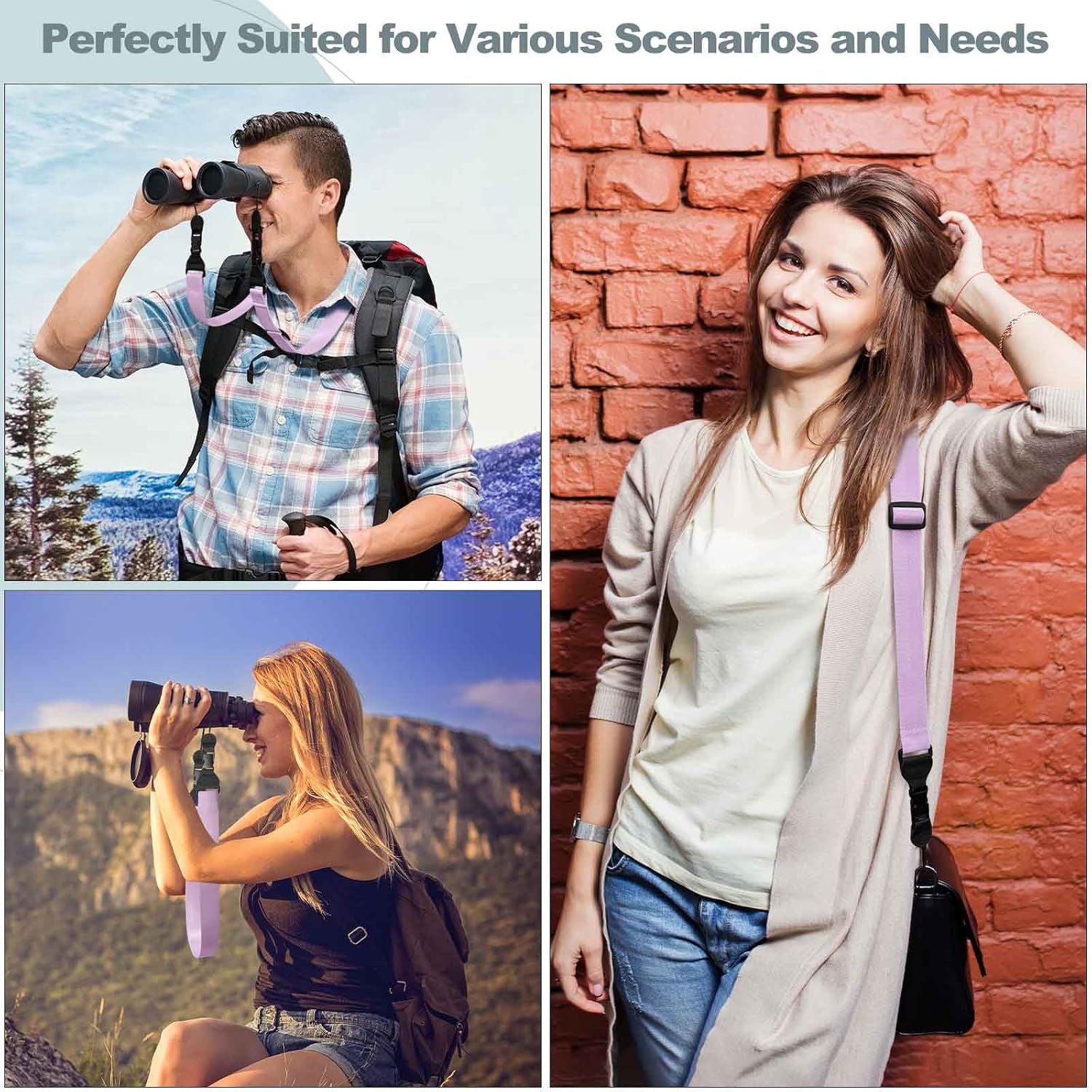 Adjustable Shoulder Strap, Comfortable Camera Strap, Neck Lanyard for iPad Tablet Case, Camera, Binocular, Luggage Bag (Purple Shoulder Strap)