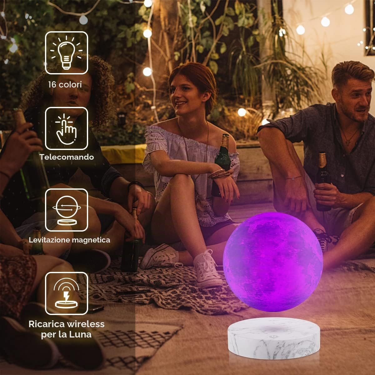 Magnetico levitante lampada lunare, 16 colori Remote Floating Moon Lamp -3D Stampato Levitazione Mood Light Camera da letto Casa Nigh Light Gadgets creativi
