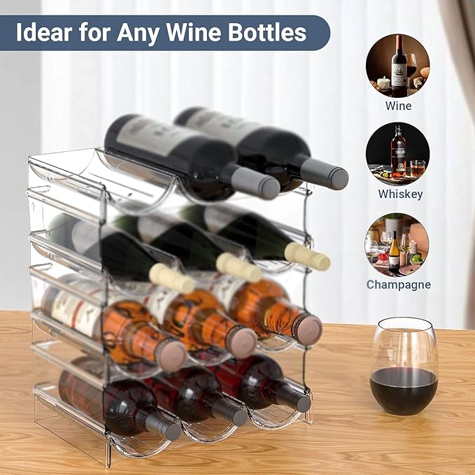 Soporte para Botellas Apilable 4 Niveles 12 Botellas Plástico miniatura 4