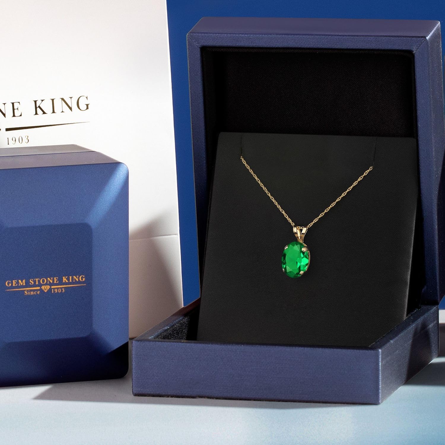 Gem Stone King 14K Yellow Gold 10X8MM Oval Gemstone Birthstone Solitaire Pendant Necklace | Gold Necklace For Women | With 18 inch Gold Chain | Fine Jewelry Gifts for Her Mom Women Wife