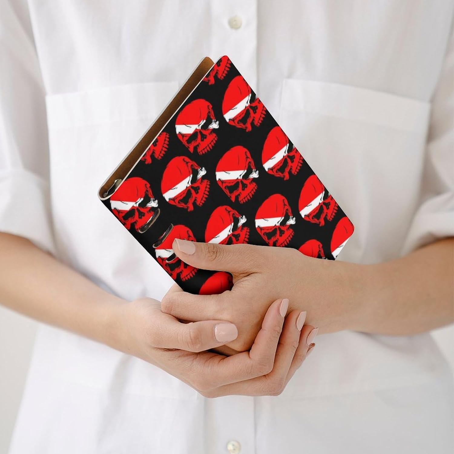 Scuba Diving Pirate Skulls Binder A5 Notebook Journal for Writing with 90 Pages Refillable for Women Men Work Office