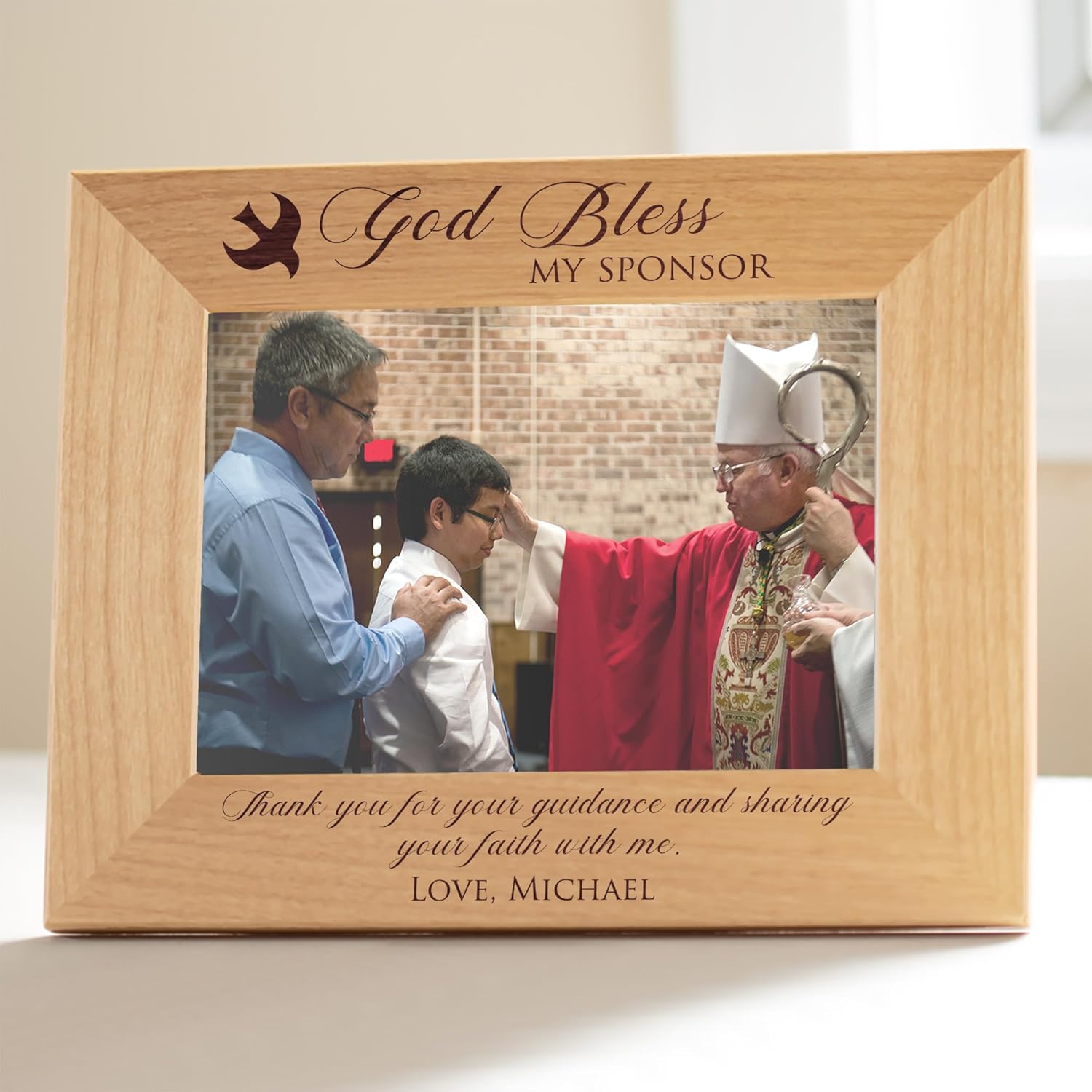 Lifetime Creations Personalized Confirmation Sponsor Picture Frame: Catholic Confirmation Sponsor Gifts for Women, Men, Thank You (Holds 4x6 Inch Photo, Landscape)