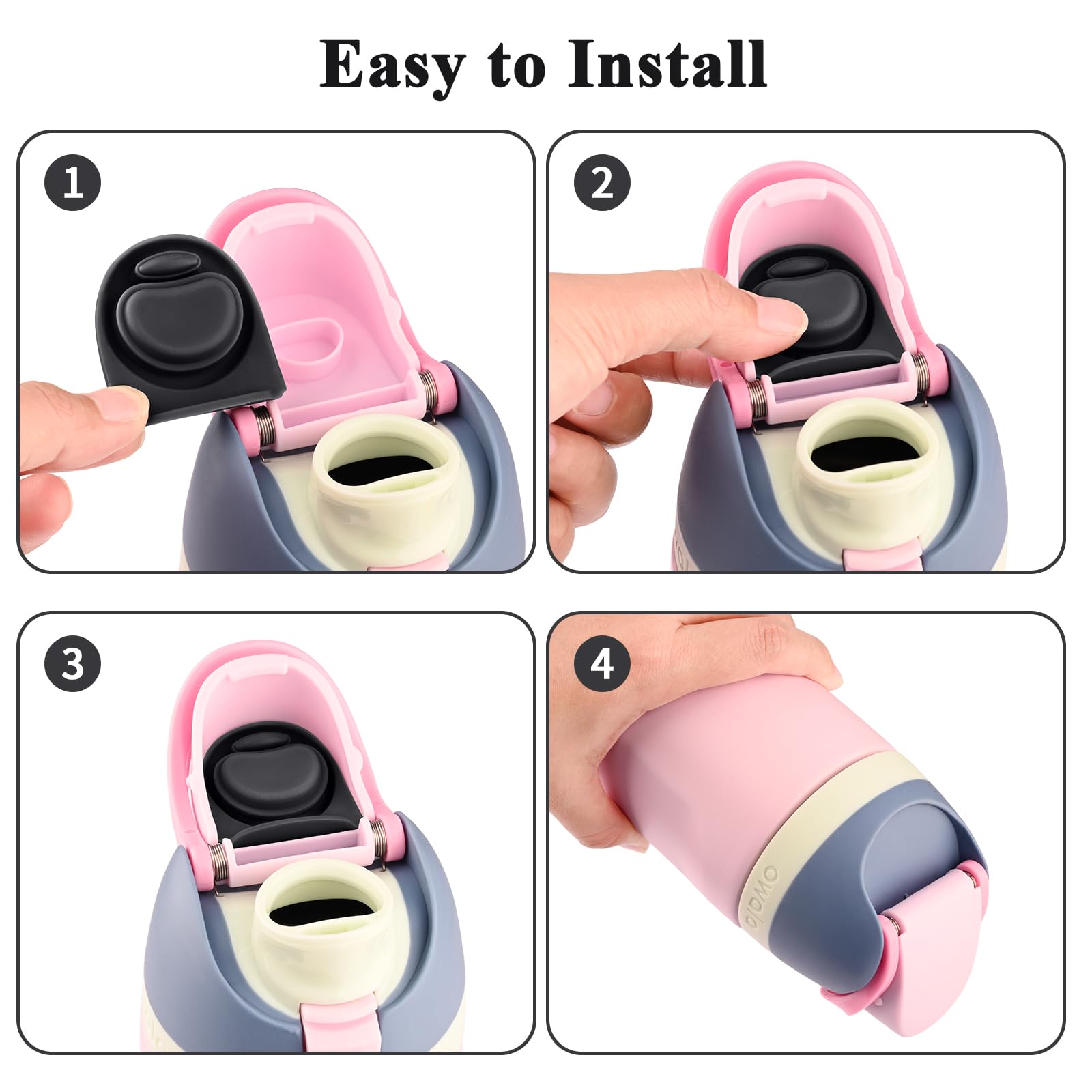 4pcs Replacement Stopper Seal Gasket Compatible with Owala FreeSip 24oz 32oz, Water Bottle Lid Insert Cap Silicone Seal Parts for Owala 16/19/24/32/40oz Spout Mouthpiece Accessories (Gray) - 4