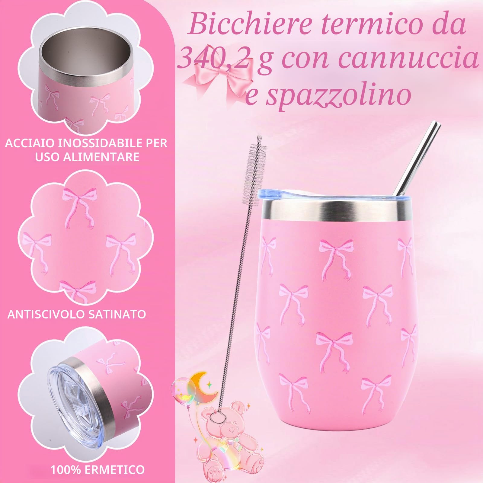 Regali per ragazze adolescenti 9 10 11 12 13 14 15 16 anni, regalo di compleanno per ragazza isolato tazza con cannuccia e coperchio, pennello per il trucco, sacchetto per capelli, portachiavi