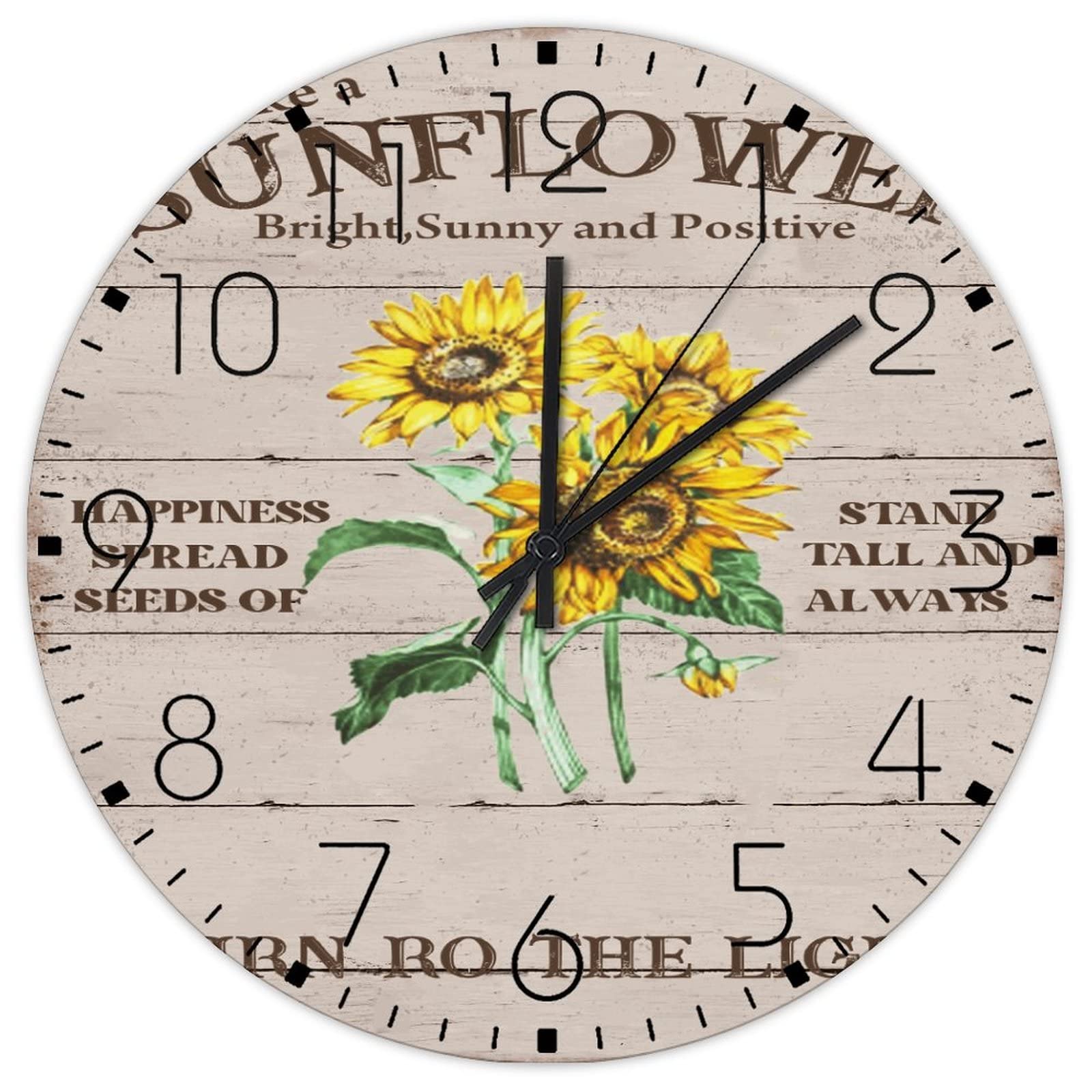 Horloges en bois de 38 cm fleur de tournesol horloge murale ronde vintage de maison