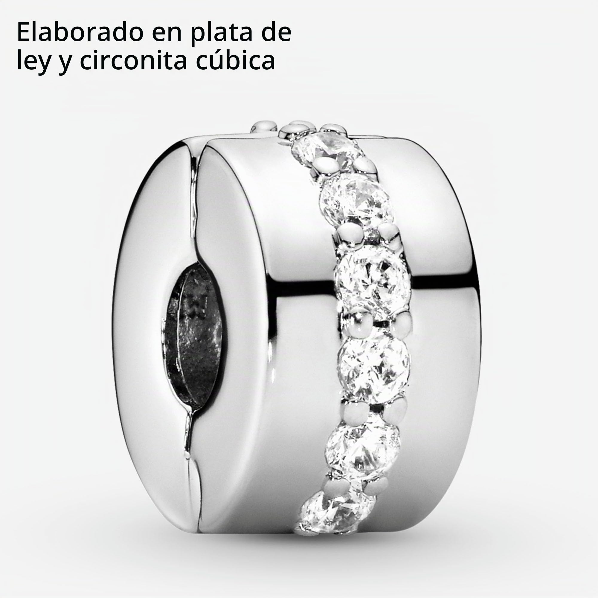 Pandora Timeless Women's Sterling Silver Shining Path Cubic Zirconia Clip Charm for Bracelet
