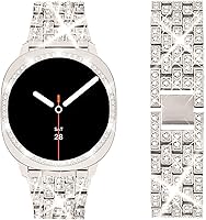 Vista 20 de SUPOIX - Correa con estuche compatible para Samsung Galaxy Watch 8/7/6 de 40 mm y 44 mm, correa de repuesto con brillo para mujer de 20 mm